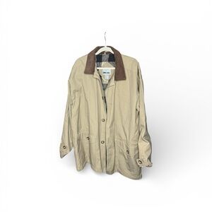 Classic Khaki Field Jacket with Brown Corduroy Collar